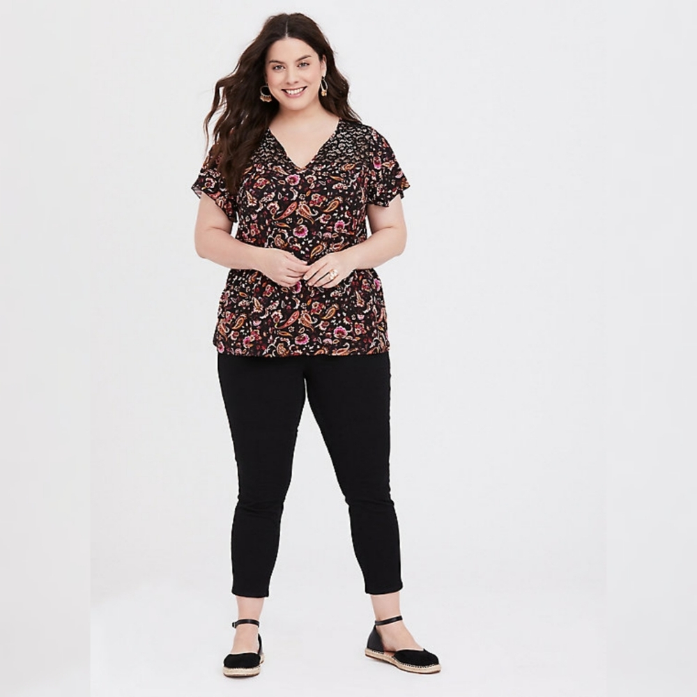Torrid Soft Paisley Lace Yoke Tee